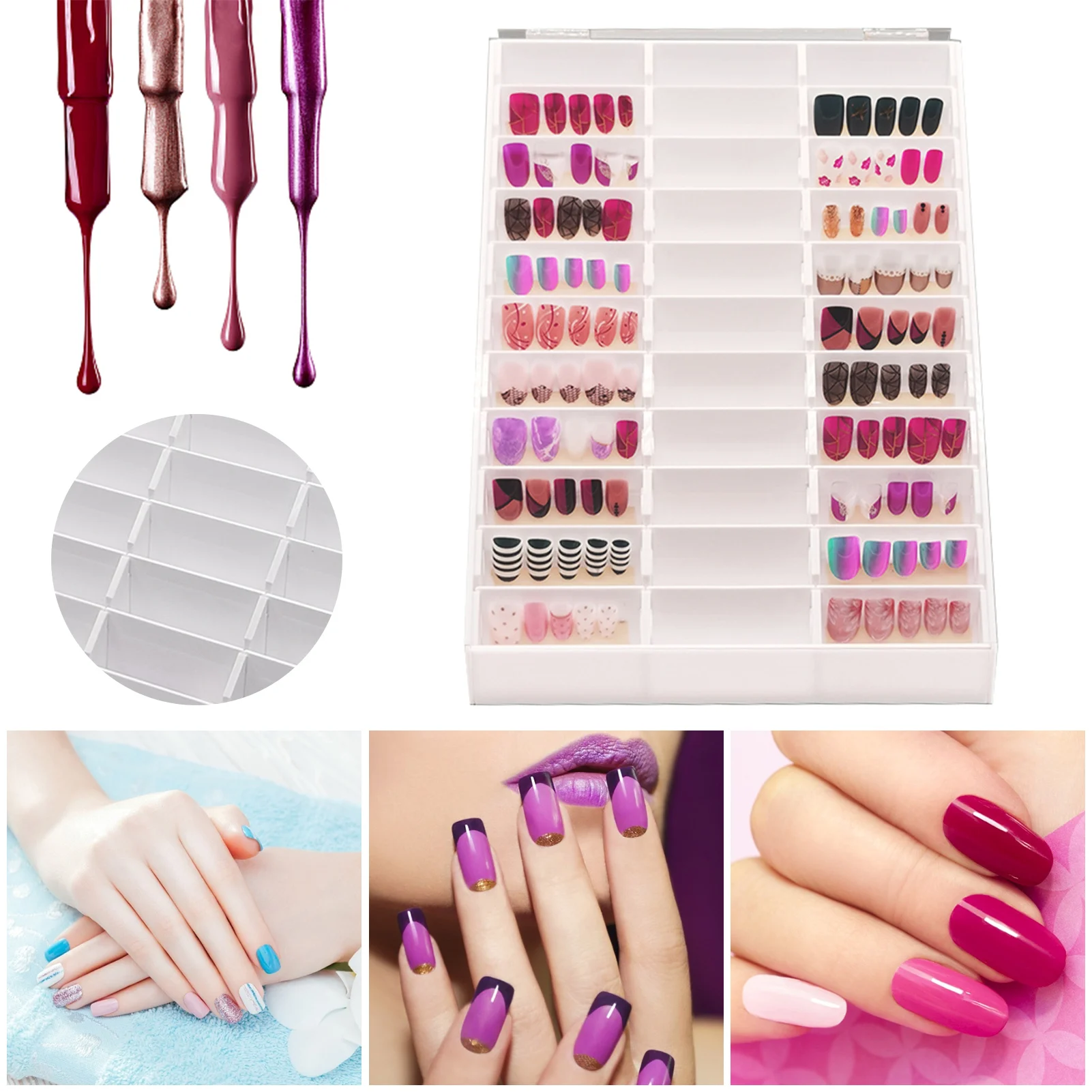 

Fake Nail Tips Color Display Holder Nail Decoration Storage Box For Nail Art Decoration Container Display Holder Storage Box