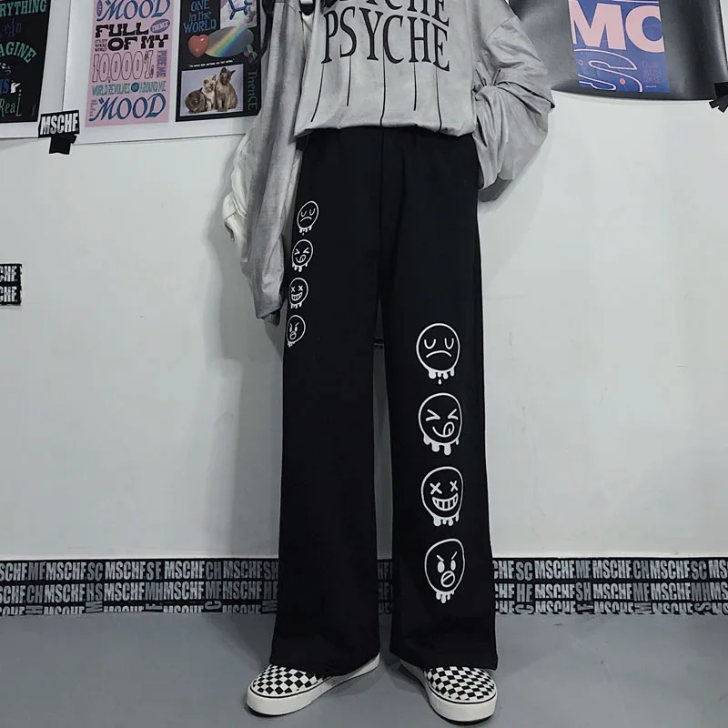 

Summer New Korean Style Wide Leg Pants Fashion Trousers Women Casual Oversize High Waist Harajuku Print Straight Leg Pants Y2k