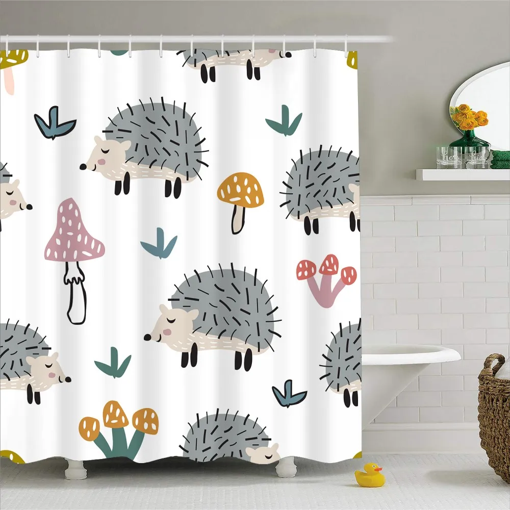 3D печать прочный Водонепроницаемый полиэстер занавеска для душа с крючками 1 шт