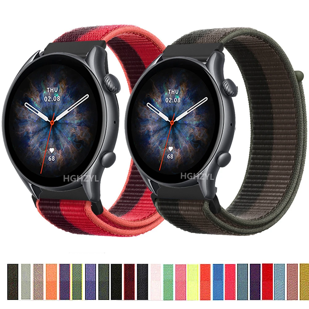 Ремешок нейлоновый для Amazfit GTR3 pro/2e/stratos 2 3 Pace спортивный сменный Браслет GTR 42 мм/47