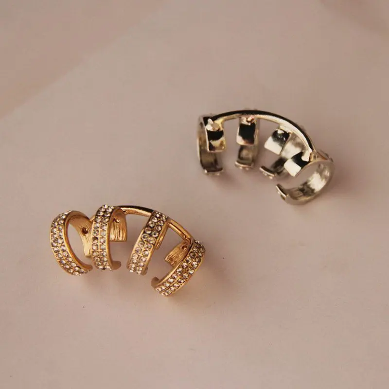 1 шт. модные трендовые индивидуальность манжеты стразы серьги-клипсы женский