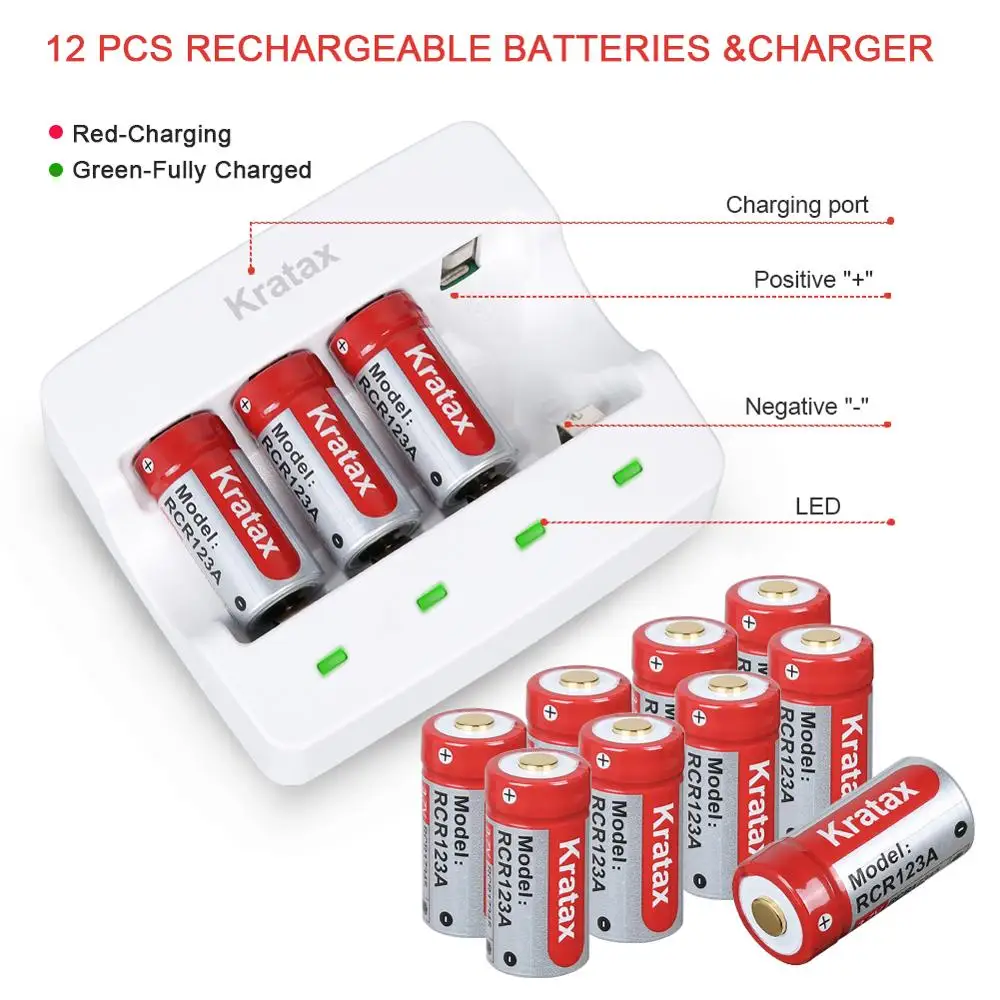 

12-pack Arlo and Reolink Rechargeable Li lion Battery 700mAh With Charger(12pc battery & 1 charger)