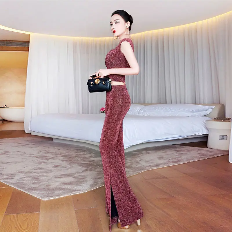 Женские высокие эластичные комплект из двух предметов 2021 сезон: весна лето