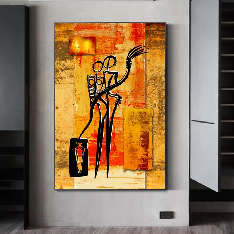 

Abstract African Women Traditional Symbol Canvas Painting Poster and Prints Wall Art Pictures for Living Room Home Decoration
