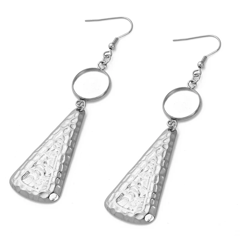 6pcs 10 12 14 16 18 20 25mm Stainless Steel Earring Tray Bezel Cabochon Blank Base Findings For DIY Glass Cameo Jewelry Making