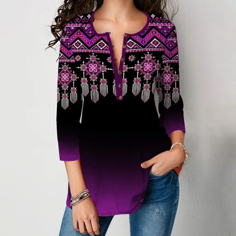 

Женская шифоновая блузка с отложным воротником, рукавом 3/4 и отложным воротником