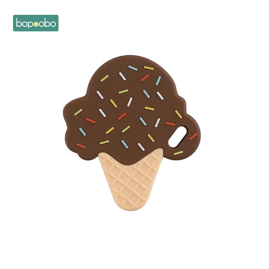 Bopoobo 1 шт., детский прорезыватель, соски, клипсы, подарок для ребенка, пищевые силиконовые грызуны, прорезыватель из бисера, BPA бесплатно, подарок для ребенка, игрушки, силиконовые бусины - Цвет: Brown Ice Cream