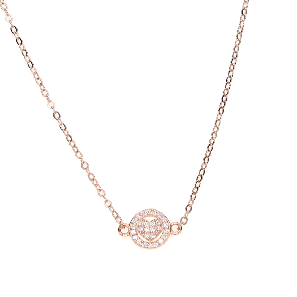 Милое женское ожерелье подвеска в форме сердца и стрелы из розового золота с