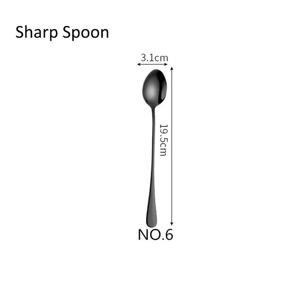 NO.6 Sharp Spoon 1/5 шт Лидер продаж Черный Комплектная посуда столовые ножи вилки и ложки в западном стиле кухонная посуда Нержавеющая сталь домашний праздничный набор столовой посуды - Цвет: NO.6 Sharp Spoon