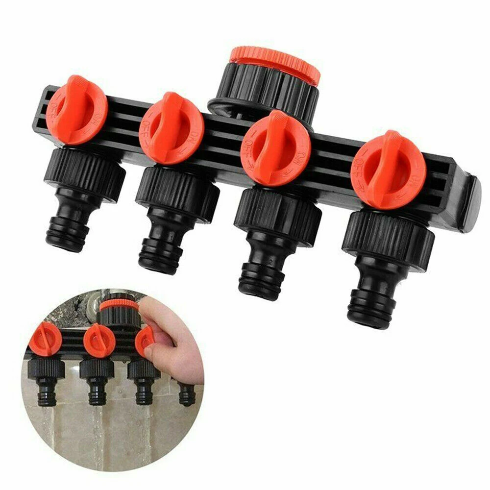 

1pc 4-Way Brass Plastic Garden Hose Splitter Y-Type Watering Connector Distributor For Outdoor Tap And Faucet