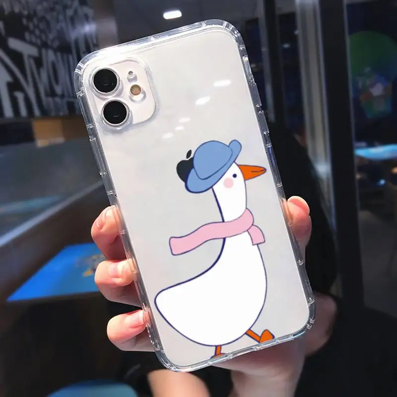 

Funny Creative Animal Duck Phone Case Transparent for iPhone 11 12 mini pro XS MAX 8 7 6 6S Plus X 5S SE 2020 XR