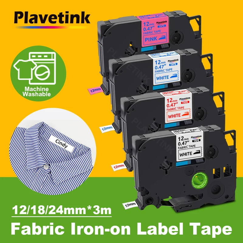 

Plavetink 4 Colors TZe-FA3 TZe-FA231 TZe-FA3R Compatible for Brother P touch Fabric Iron on label tape TZeFA3 TZ-FA3 for Brother