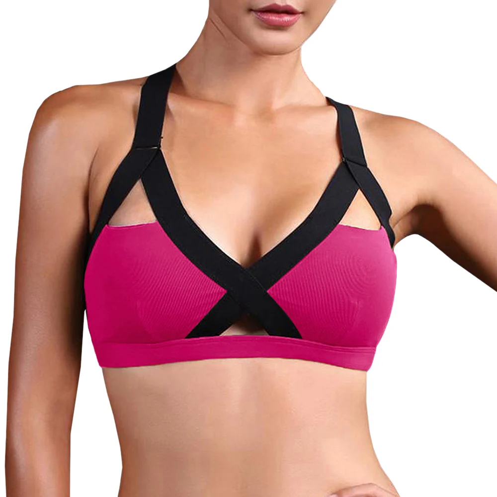 

Elastic Sports Bras Women Yoga Hollow Criss-Cross Back Strappy Sport Brassiere Comfy Fitness Fit Skinny Comfy Push Up Tops D30