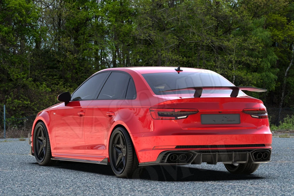 Для Audi A4 S4 B9 сухой комплект кузова из углеродного волокна передняя губа Лопата боковые юбки задний багажник спойлер задний бампер диффузор автомобильный Стайлинг - Цвет: Rear Tail Spoiler