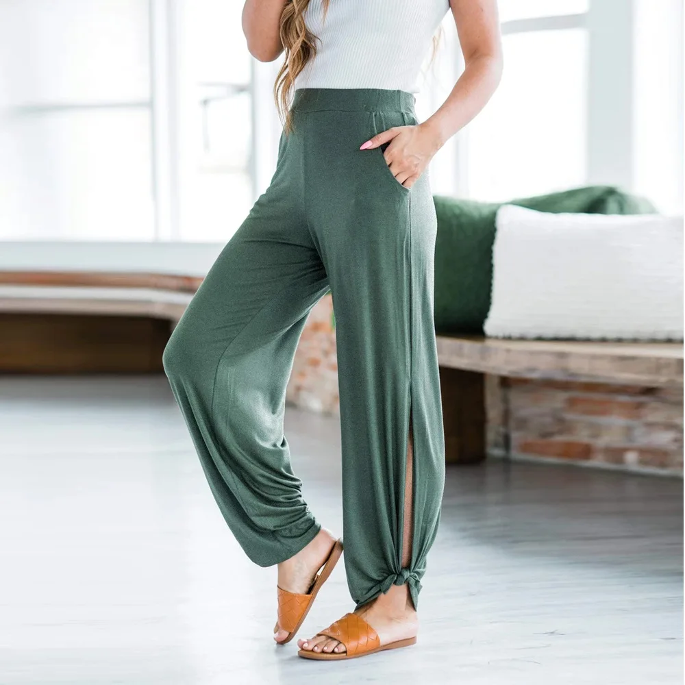 

Women's Loose Pants Fashion Women Solid Side Slitting Long Harem Pants Bloomers Trousers loose streetwear female pants