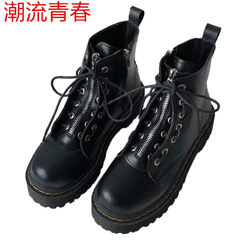 Сезон весна-осень Женские модные панк-сапоги Bottes Femmes На высоком каблуке Обувь в