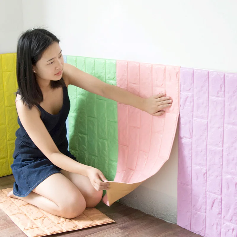 

15PCS 3D Wall Sticker Kids Waterproof Background Brick Pattern Wallpaper Living Room Bedroom DIY Foam Sticker