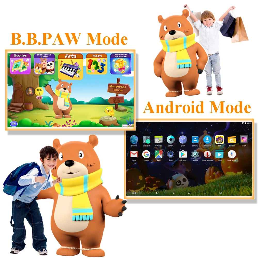 Детский планшет B. PAW 7-дюймовый HD дисплей 1 + 8G Android 6 0 для взрослых и детей 120