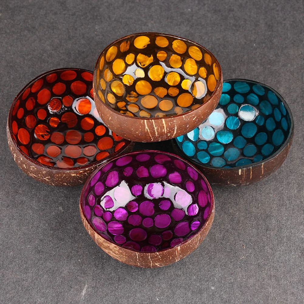 Натуральная Кокосовая раковина круглая нашивка салатная лапша рисовая чаша