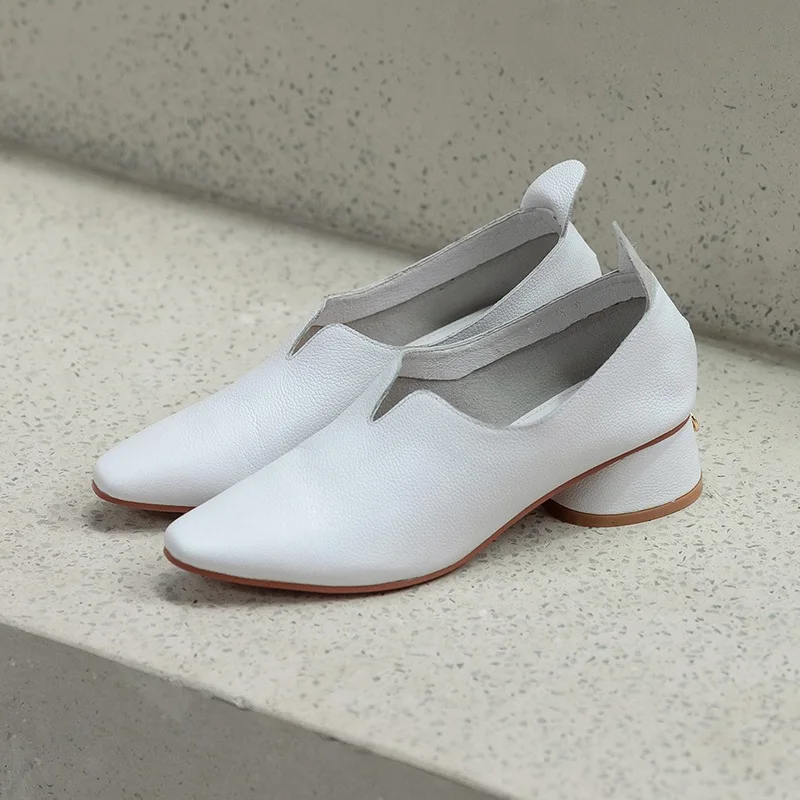 Туфли лодочки MEZEREON женские с квадратным носком мягкая кожа без застежки на