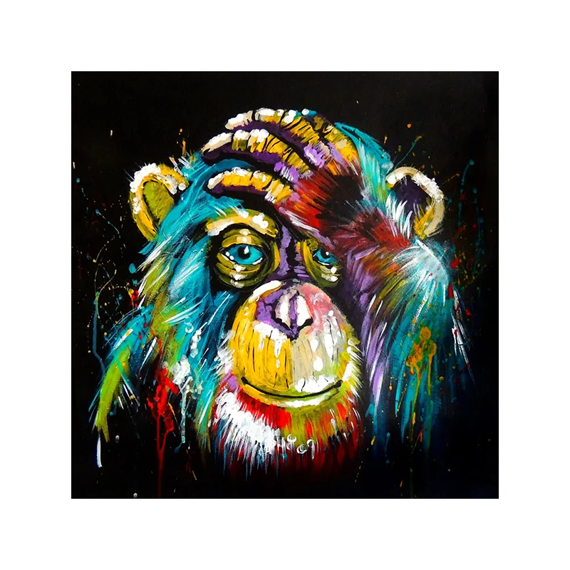 

Colorful Thinking Monkey Wall Art Canvas Prints Abstract Animals Art Canvas Paintings Wall Decor Pictures For Kids Room