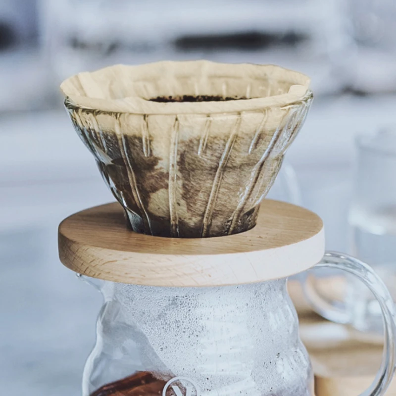 

100 pieces-V60 filter cup hand-pushed coffee filter paper drip filter cup with raw wood pulp coffee filter paper cone