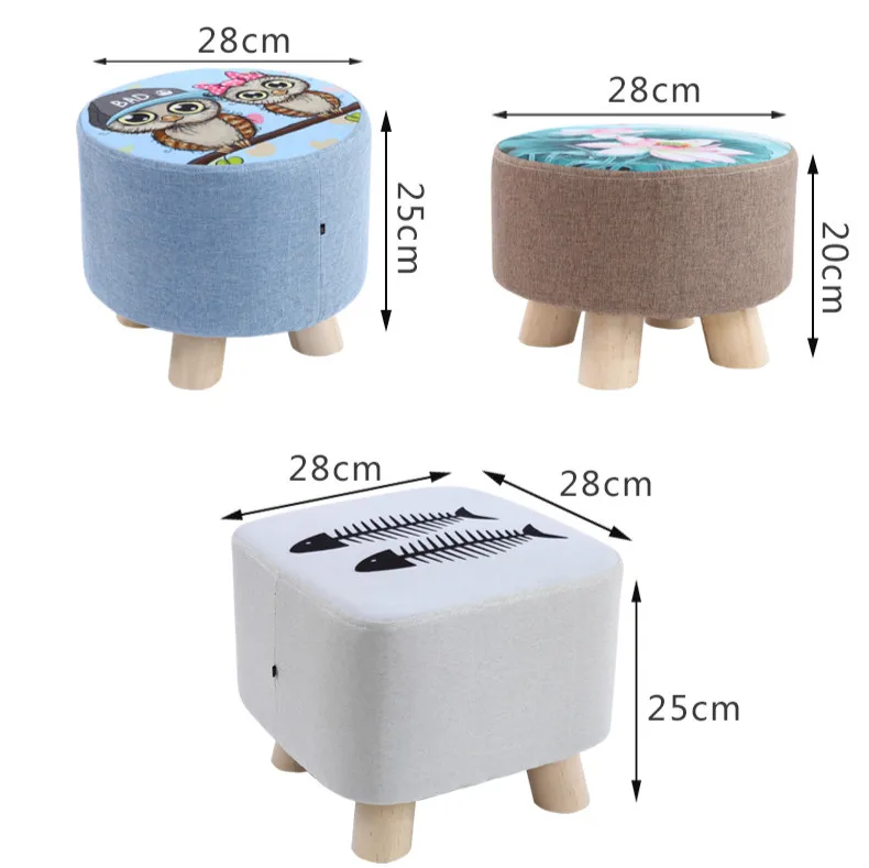 Яркий Модный тканевый табурет для гостиной маленький круглый диван Деревянный