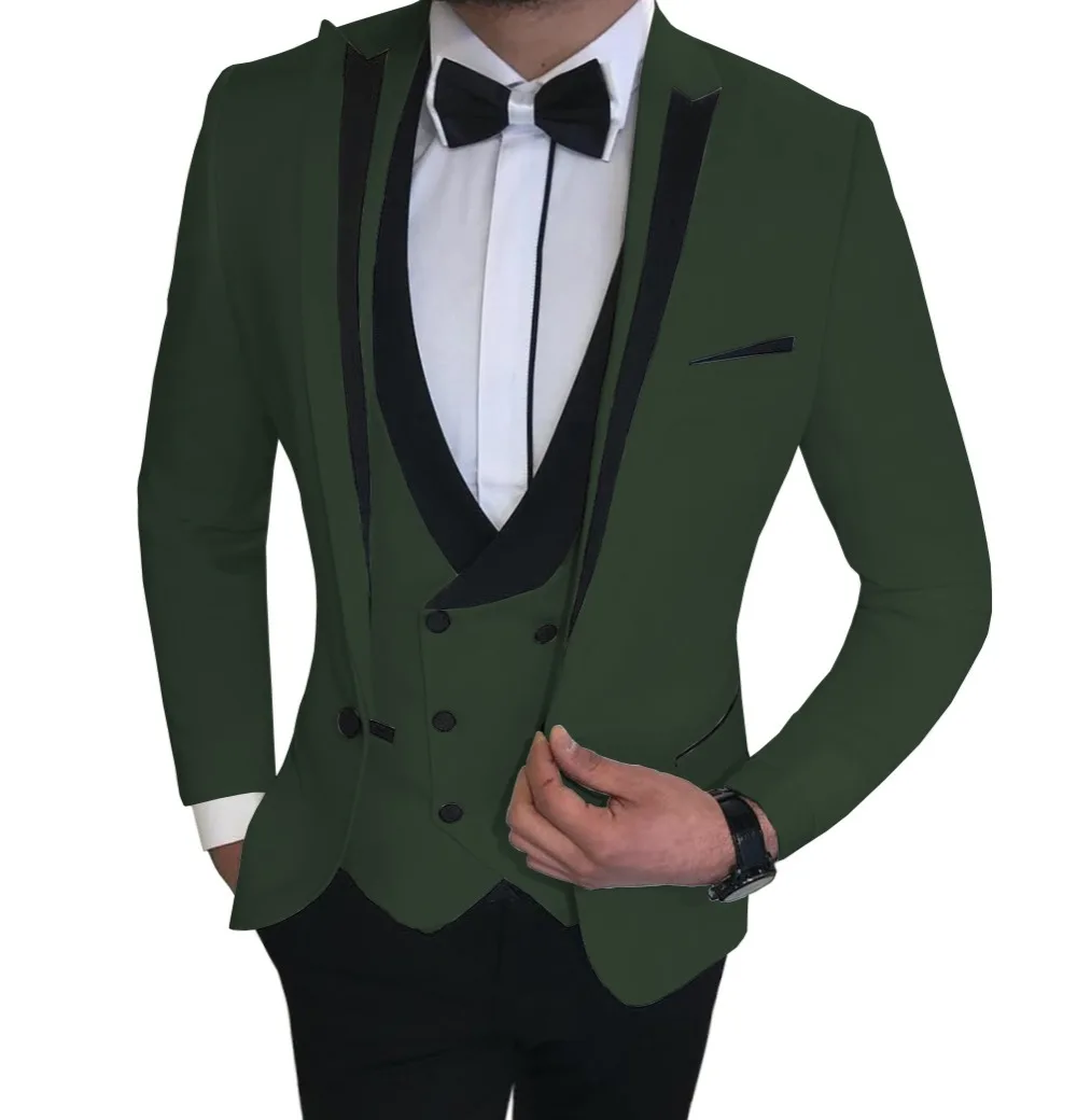 as picture Костюмы Под заказ Slim Fit 3 шт. деловой пиджак жениха смокинг Блейзер белые костюмы для свадьбы выпускной вечер(Блейзер+ жилет+ брюки - Цвет: as picture