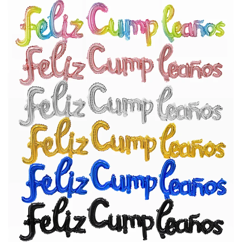 

Spanish Happy Birthday Letter Balloons Feliz Cumpleaños Conjoined Foil Balloon Birthday Party Air Globos Decorations Baby Shower