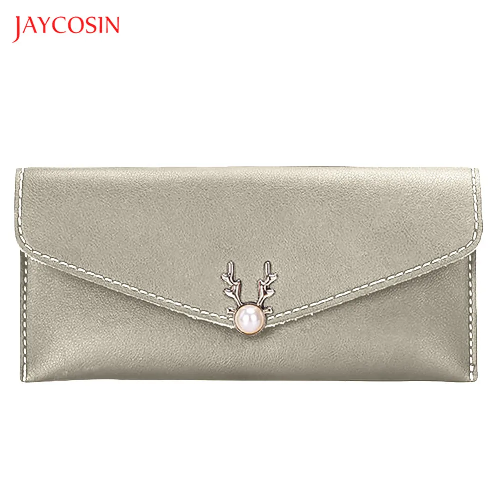 Jaycosin Роскошные брендовые кожаные женские длинные кошельки модные складные с