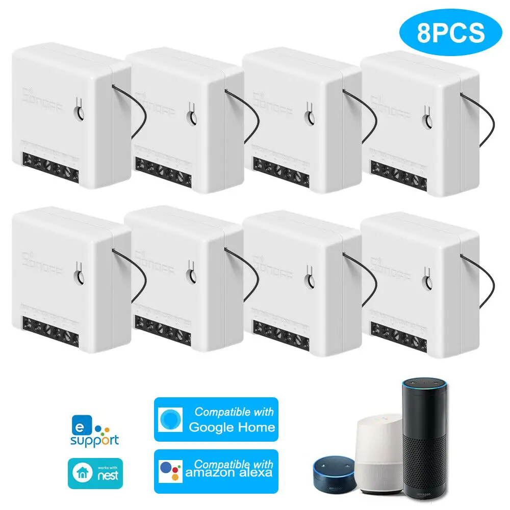 8 pcs SONOFF MINI DIY умный переключатель таймер дистанционное управление по eWeLink/Wi-Fi Поддержка внешнего переключателя работа с Alexa Google Home IFTTT - Комплект: 8 pcs