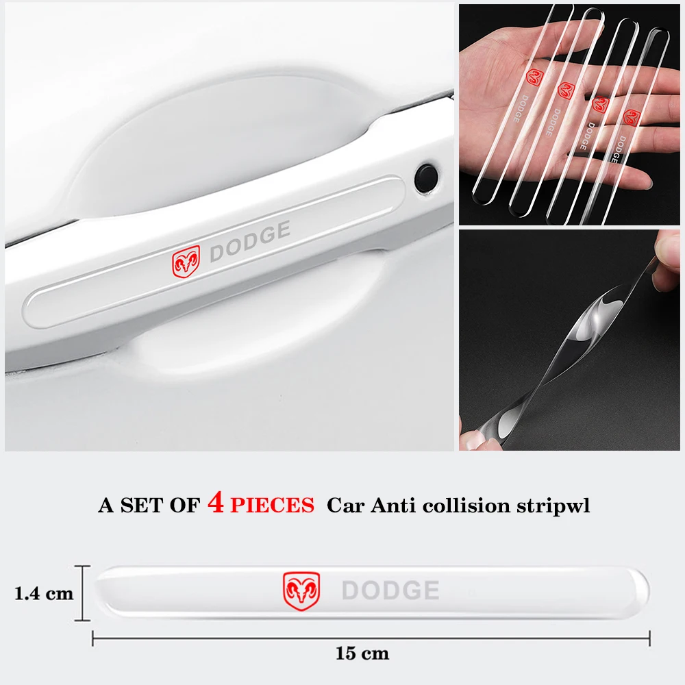 

4PCS Car Anti-Collision Strip Door Bumper Strip Guards Side Protector Sticker For Dodge Ram 1500 Challeager Caliber Accessories