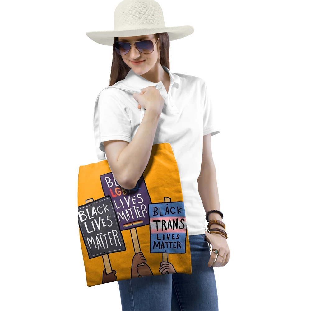 

Black Lives Matter Letter Printing Canvas Cloth Shoulder Bag Students Book Bag Eco Handbag Tote Reusable Grocery Shopper Bags