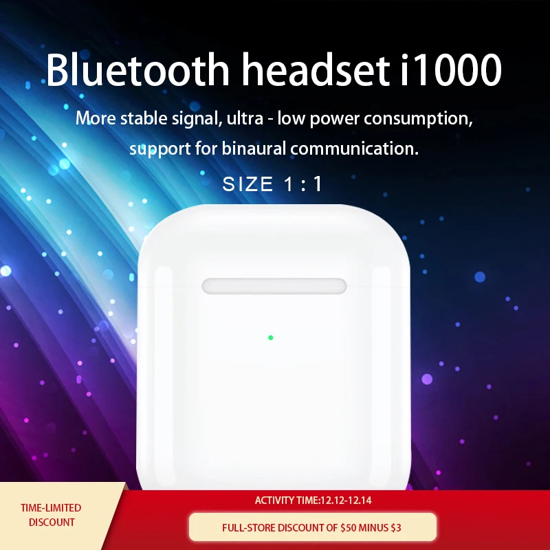 Istoreshop новейший i1000 tws размер 1:1 Беспроводная bluetooth гарнитура для iPhone и Android