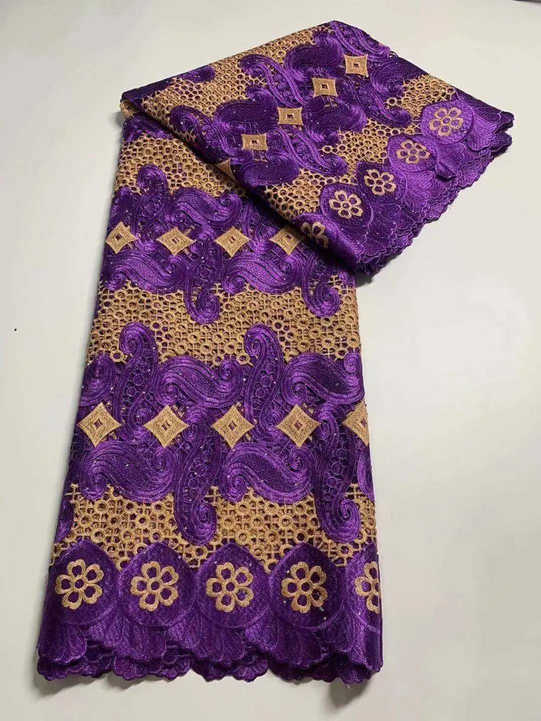 

2021 Classic African Eembroidery Heavy Guipure Cord with Stones Fabric Nigerian Celebration lace For Wedding Dress NN398_V
