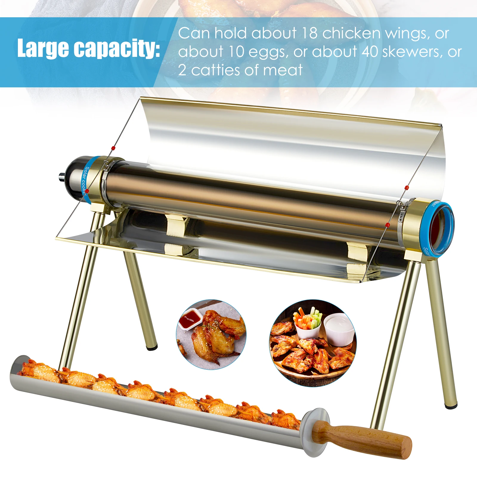 

Solar Barbecue Tube Cooker Use Of Sunlight Outdoor BBQ Portable Solar Cooker Camping Emergency Tool Oven Backpacking Hiking
