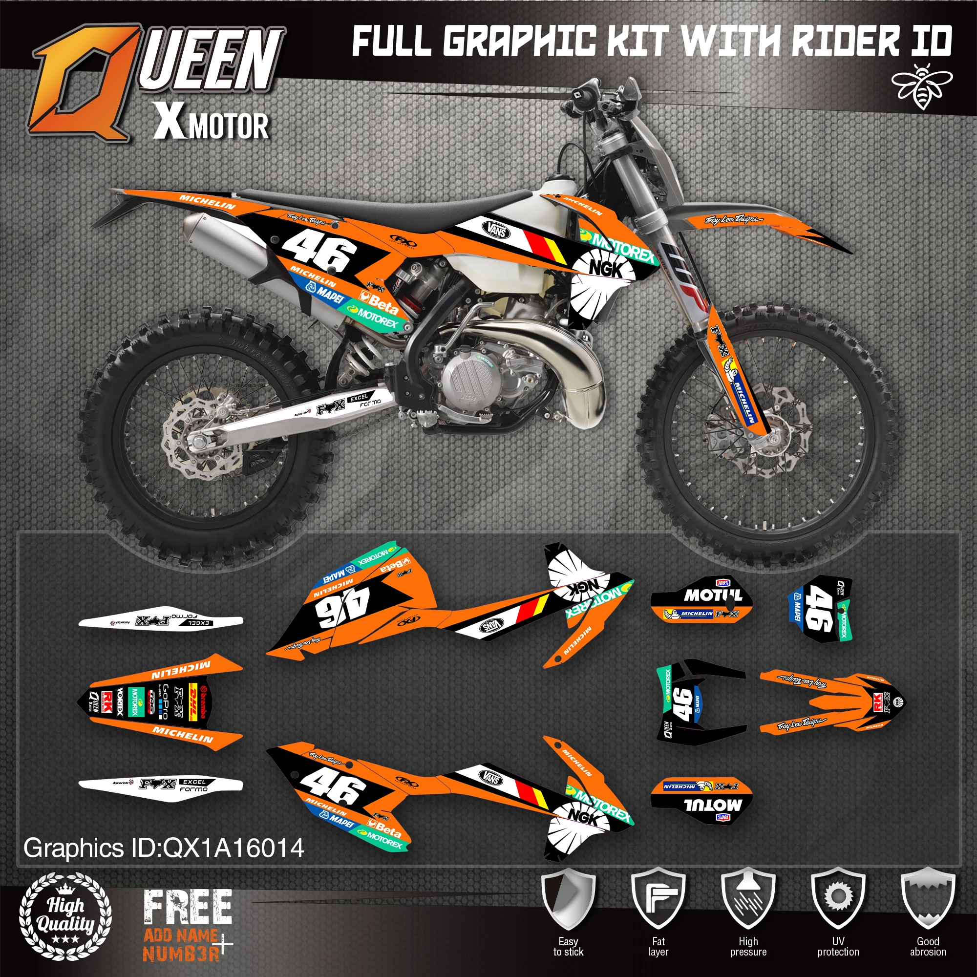 Графические наклейки QUEEN X MOTOR Custom Team Набор наклеек 3M для KTM 2016 2017 2018 SX SXF 2019 EXC XC W