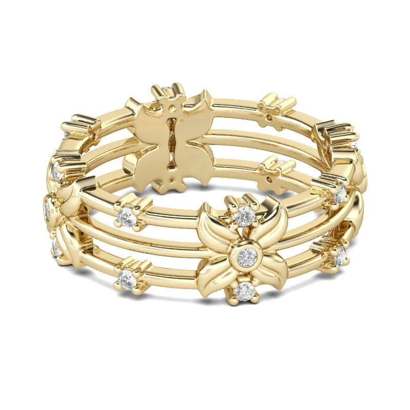 

14k Sterling Gold Jewelry Diamond Butterfly Ring Sterling Jewelry Wedding Ring Couple Love Wedding Rings Rings for Women Gold
