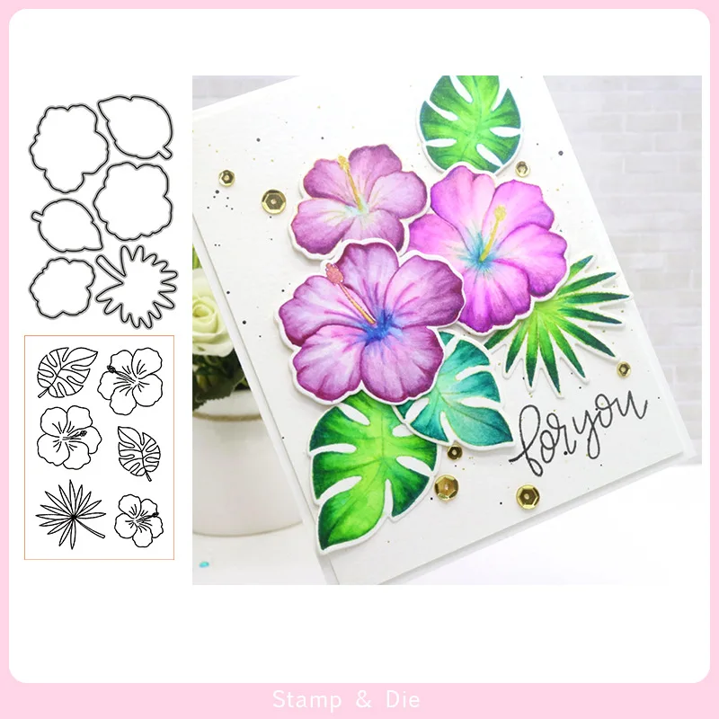 

Reunion Morning Glory Flowers Leaves Metal Cutting Dies and Stamps Stencil for DIY Scrapbooking Photo Album Embossing Decorative