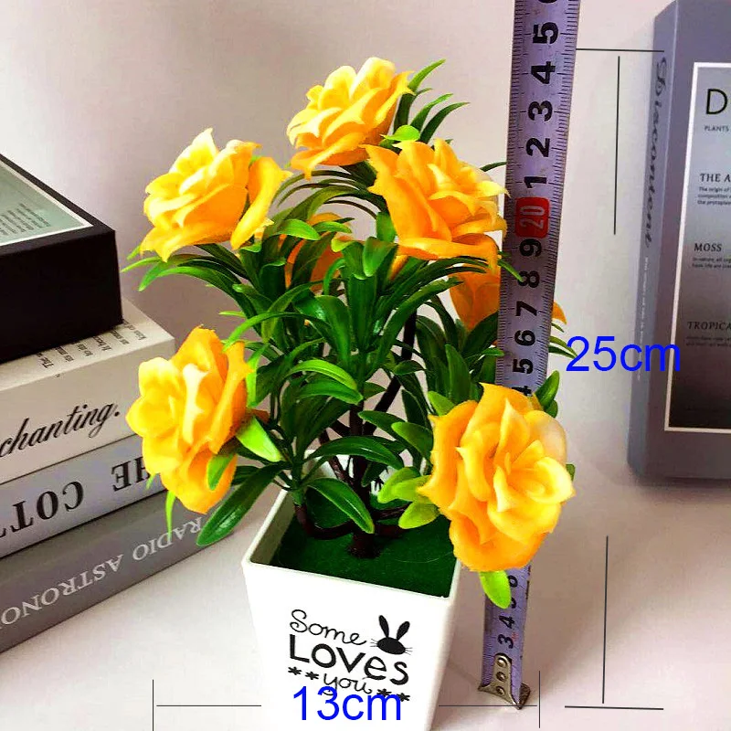 sztuczne kwiaty Artificial Potted Plant 7 Heads Rose Flower Bonsai Home Decoration Ornaments autumn decoration fall decor