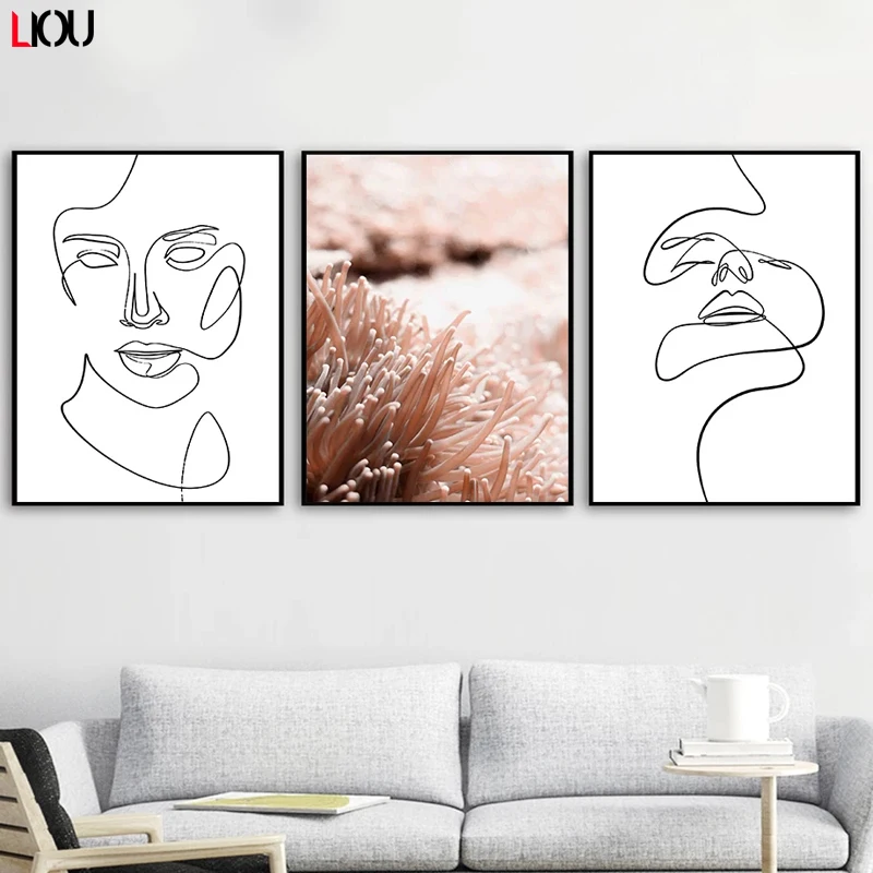 Картина на холсте в скандинавском стиле с рисунком морской волны | Дом и сад