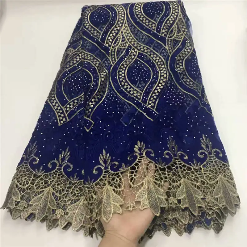 Цветочная вышитая бисером гипюровая Сетка кружевная ткань с и камнями Высокое