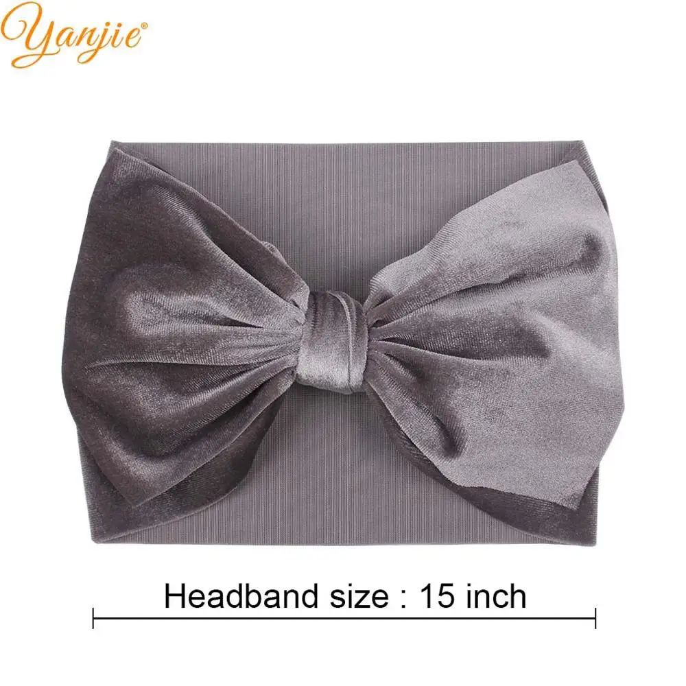 7 дюймов банты для волос бархатная повязка на голову широкие однотонные мягкие