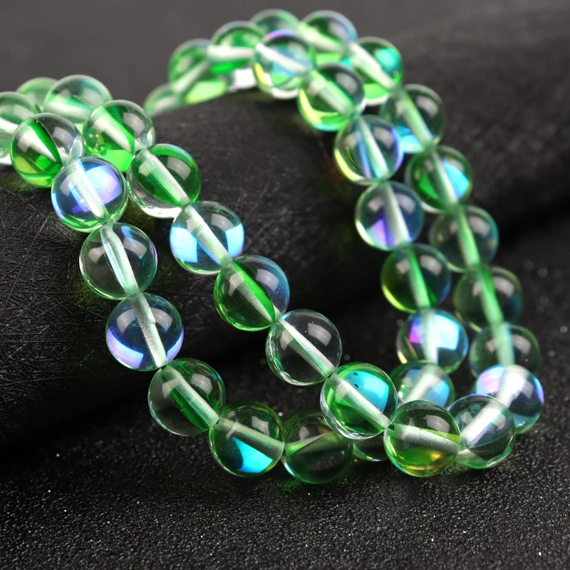 

Round Loose Bead 6/8/10mm Natural Stone Beads Shiny Green Glitter Moonstone For DIY Making Bracelet Necklace Jewelry Beadtales