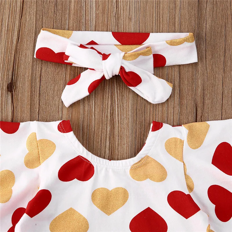 Ко Дню Святого Валентина для новорожденных Одежда маленьких девочек футболка с