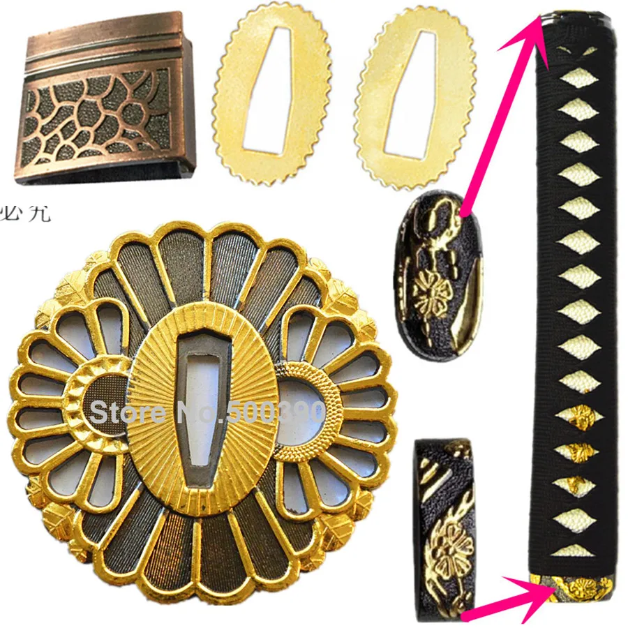 Набор японских мечников для катана Wakizashi комплект фитингов Kirsite Tsuba + futi Kashira ручка