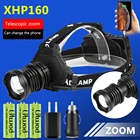 Налобный фонарь Super XHP160, светодиодный налобный фонарь высокой мощности, 18650, перезаряжаемый, Usb, для рыбалки