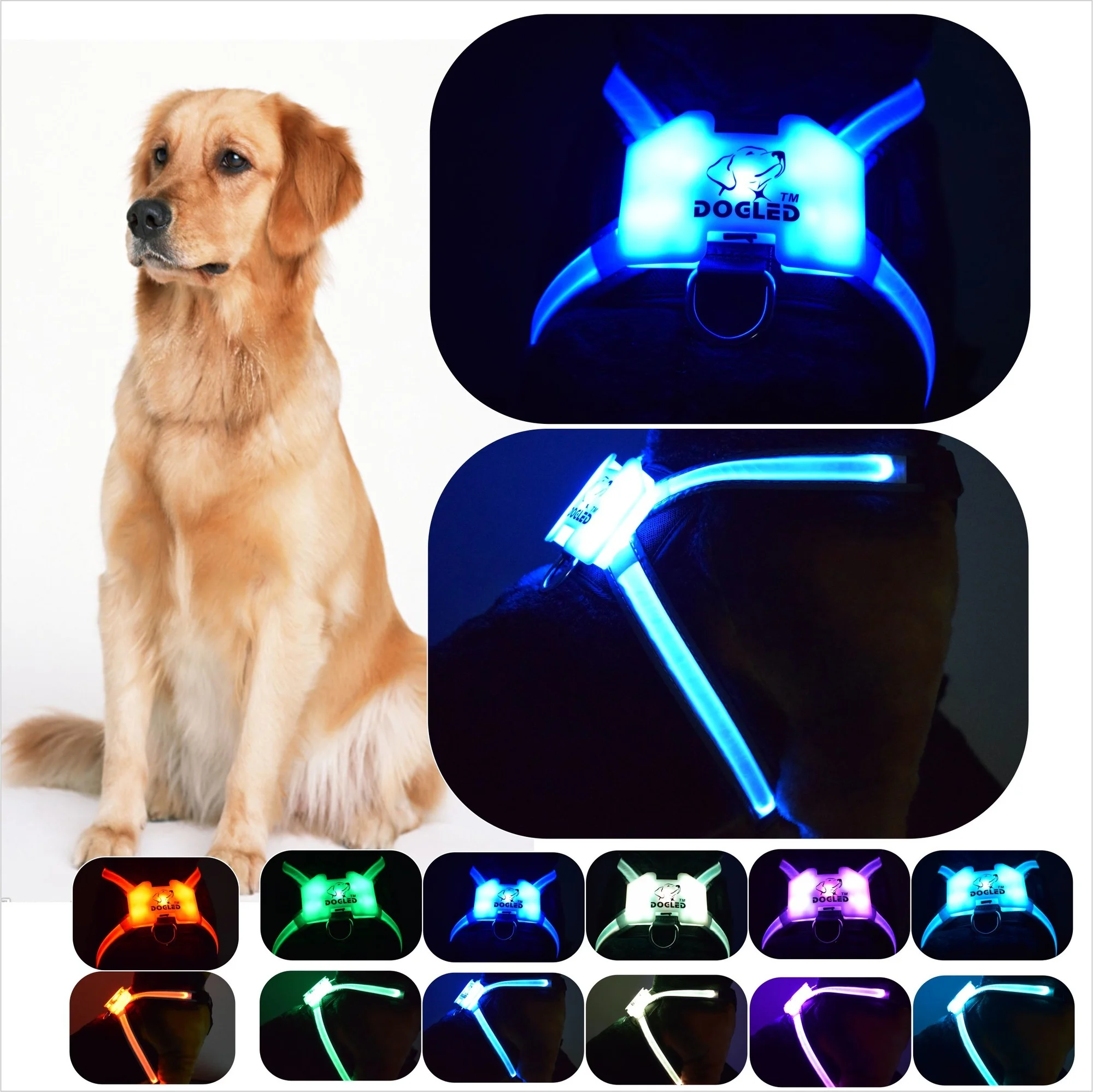 

rechargeable led colar dog dog accessories for large Reflective Harnesses for Dogs