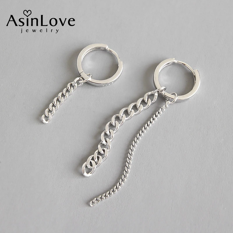 Женские асимметричные серьги подвески AsinLove круглые из стерлингового серебра 925