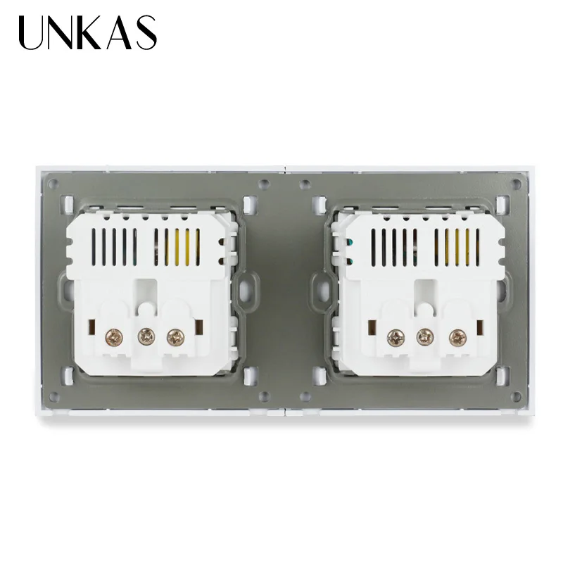 UNKAS 2 Gang Россия Испания настенная розетка стандарта ЕС с 4 USB портами для зарядки